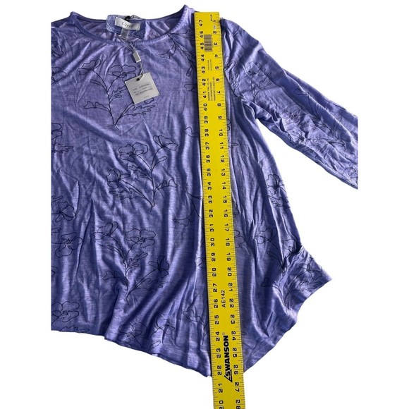 NWT Cupio Women’s Large Pretty Floral Violet Blouse Spring Summer Asymmetrical - Picture 11 of 16